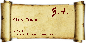 Zink Andor névjegykártya